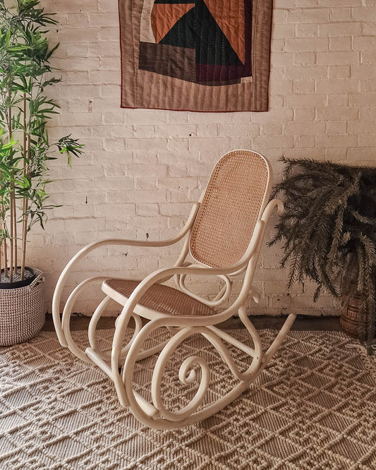 Mid Century Thonet Rocking Chair (White)