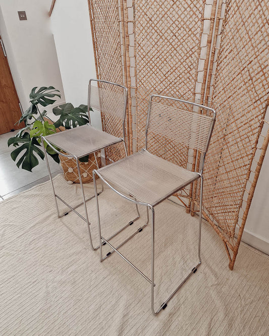 Mid Century Spaghetti Chrome Kitchen / Bar Stools (Pair)