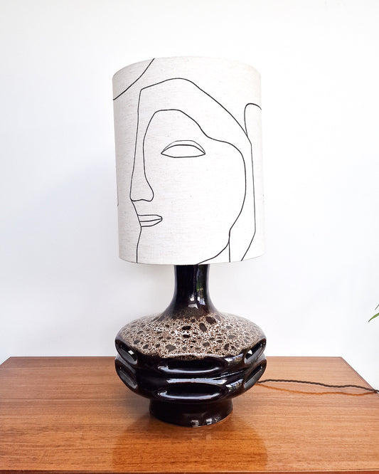 Large German Pottery Fat Lava Table Lamp (inc. Lampshade)