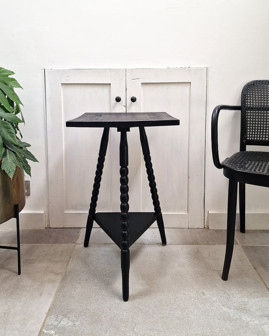 Vintage Ebonised Bobbin Leg Side Table