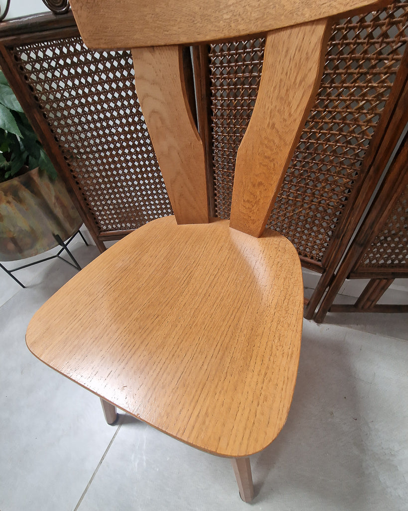 Brutalist Oak Dining Chairs (Pair)