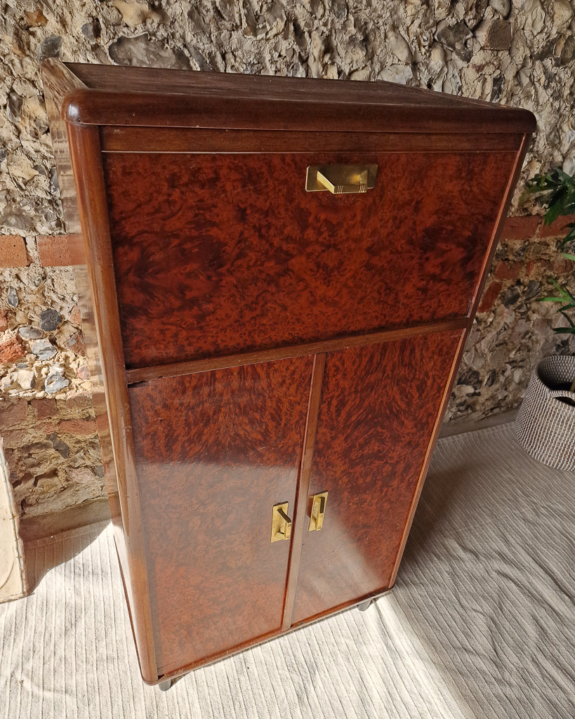 Art Deco Burr Wood Cocktail Cabinet