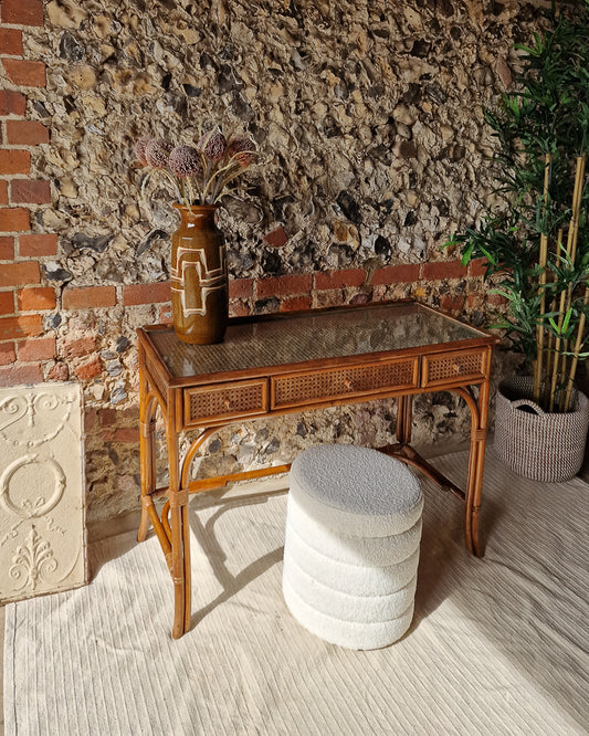 Mid Century Rattan & Cane Bamboo Dressing Table