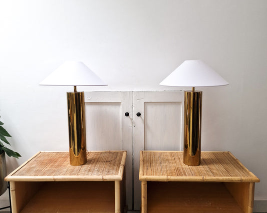 Mid Century Brass Cynical Table Lamps (Pair)