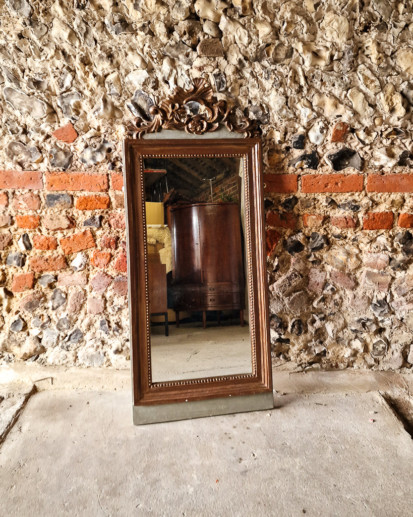 Antique French Gold Gilt & Painted Carved Mirror