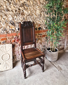 Jacobean Style Carved Oak Hall Chair
