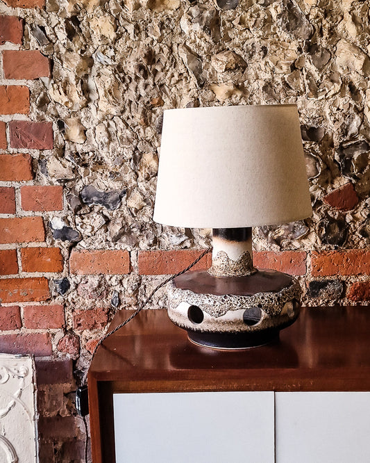 Large German Fat Lava Pottery Table Lamp