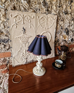 Vintage Pair Carved Wooden Painted Table Lamp (inc. Lampshade)