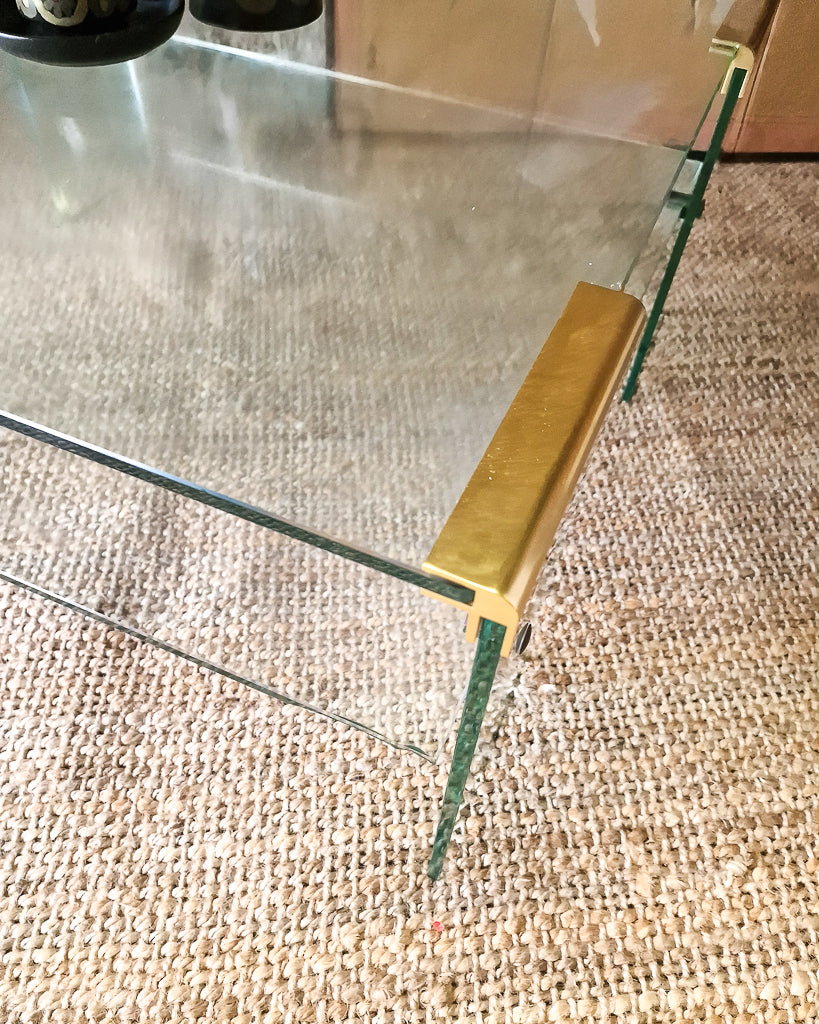 Mid Century Italian Glass & Brass Coffee Table