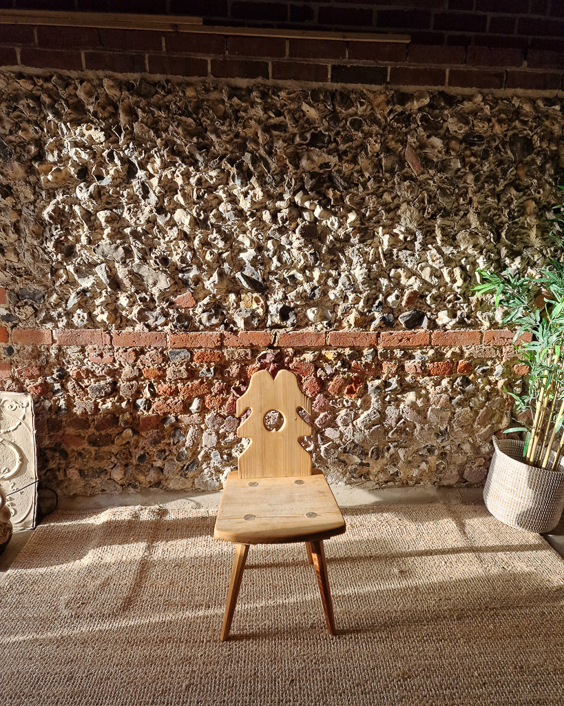 Brutalist Pine Dining Chairs (x4)