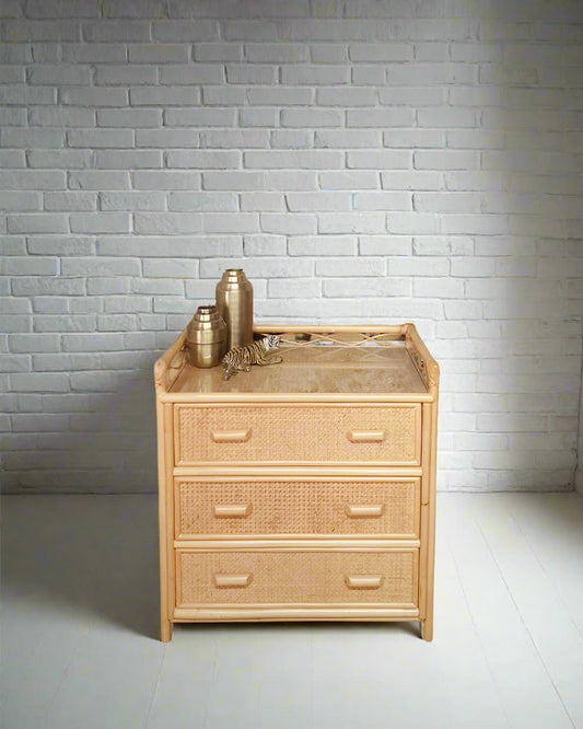 Mid Century Bamboo & Rattan Chest of Drawers