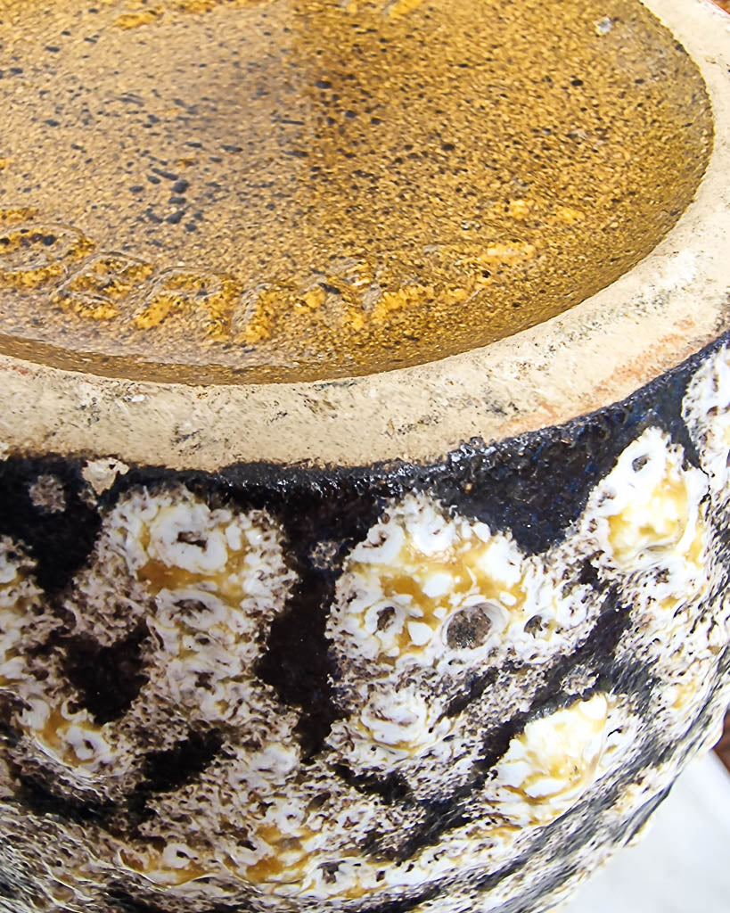Mid Century Large German Studio Pottery Fat Lava Vase
