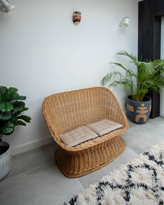 Mid Century Habitat Wicker Barrel Sofa