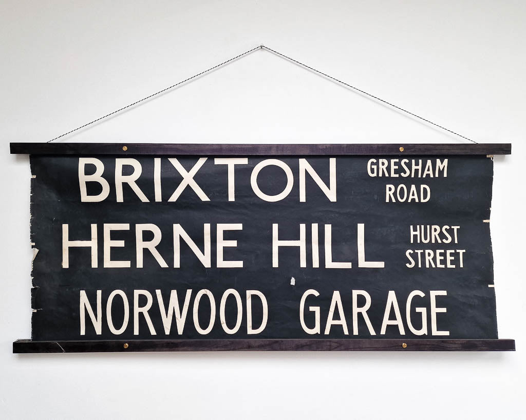 Vintage Hanging London Bus Blind (Brixton)