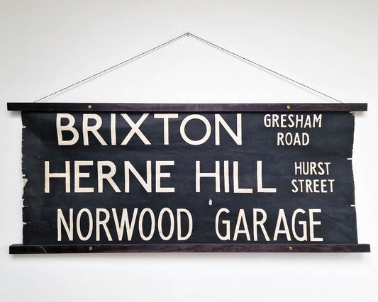 Vintage Hanging London Bus Blind (Brixton)