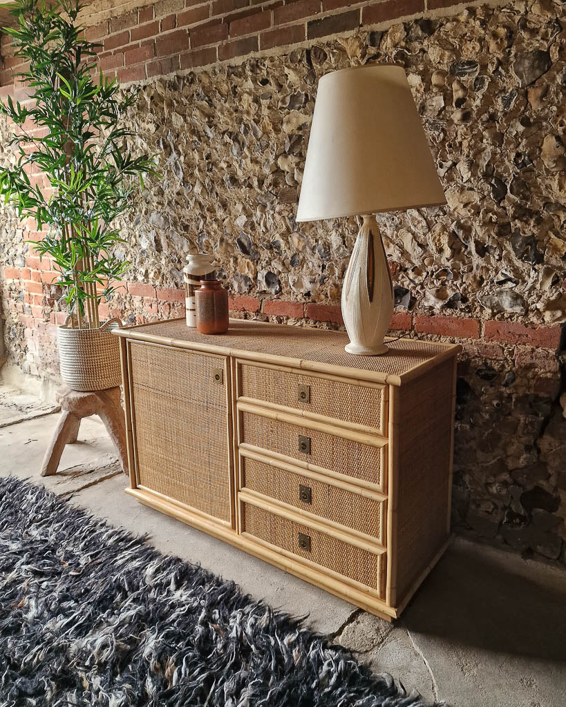Italian Mid Century Bamboo and Rattan Sideboard Del Vera