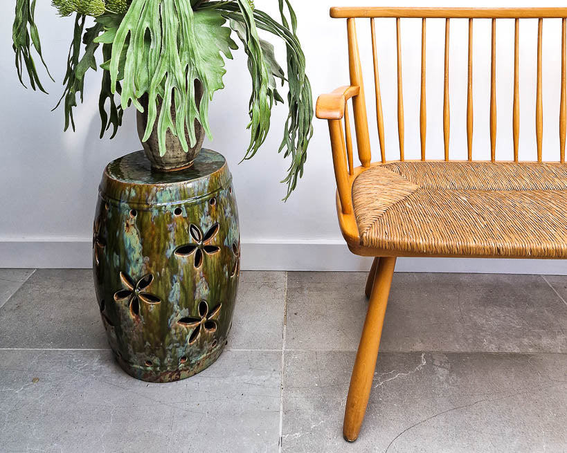 Arno Lambrecht Mid Century Beech and Rattan Corner Bench