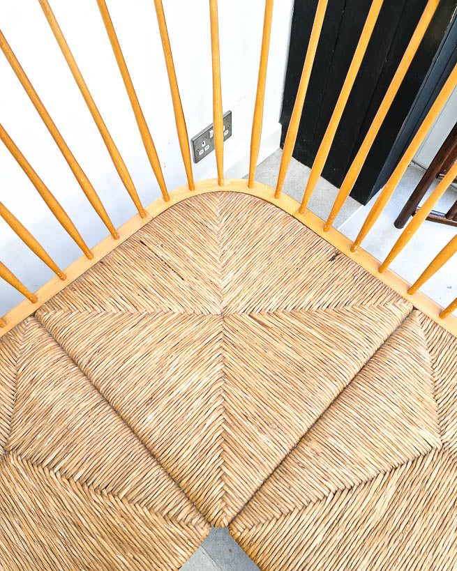 Arno Lambrecht Mid Century Beech and Rattan Corner Bench