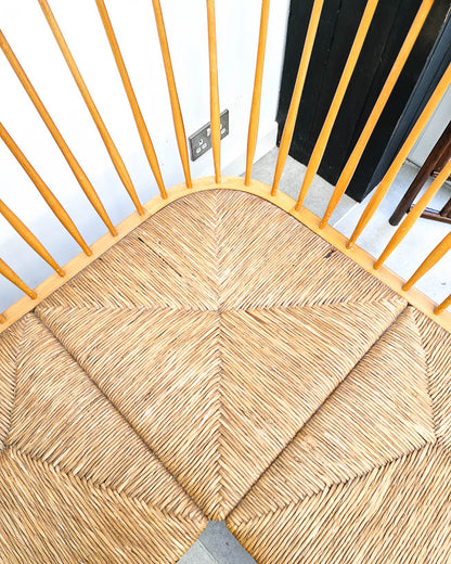 Arno Lambrecht Mid Century Beech and Rattan Corner Bench