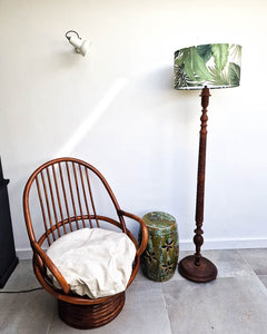 Mid Century Carved Teak Lamp Floor inc. Shade