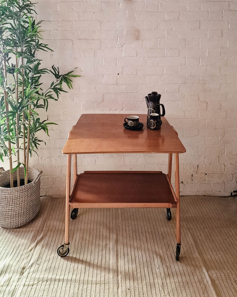 Mid Century Oak Cocktail Trolley