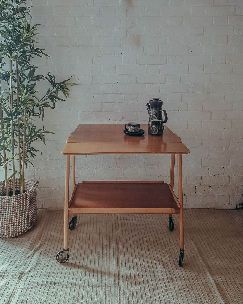 Mid Century Oak Cocktail Trolley