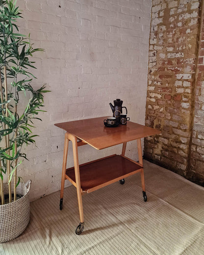 Mid Century Oak Cocktail Trolley
