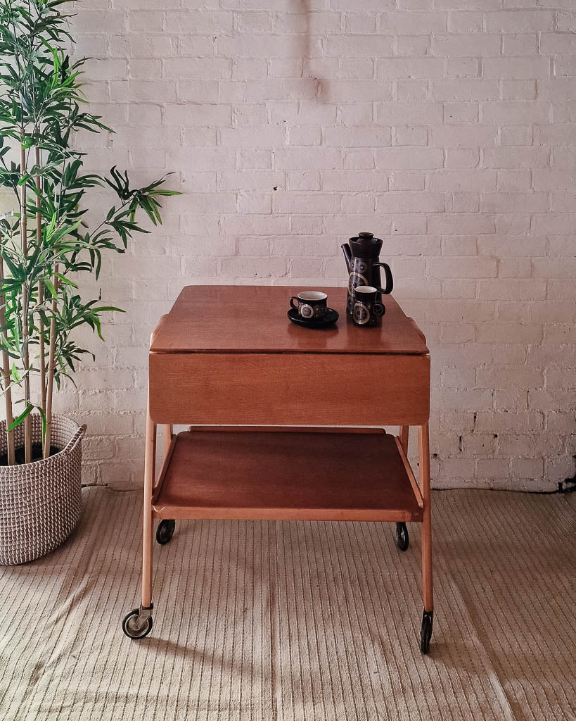 Mid Century Oak Cocktail Trolley