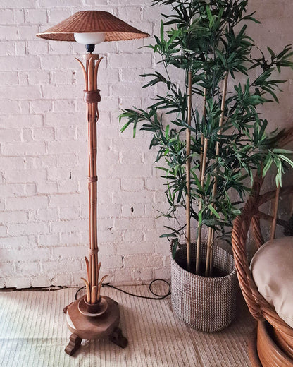 Mid Century Standard Bamboo Floor Lamp inc. Shade
