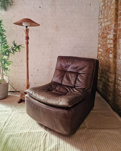 Mid Century Leather Modular Lounge Sofa Chair (Pair)