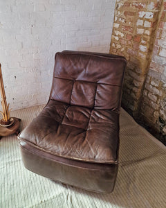 Mid Century Leather Modular Lounge Sofa Chair (Pair)
