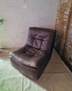 Mid Century Leather Modular Lounge Sofa Chair (Pair)