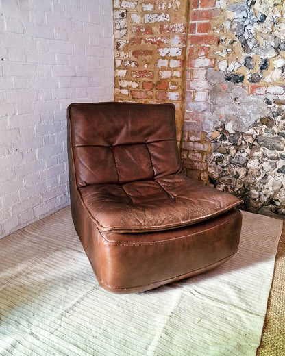 Mid Century Leather Modular Lounge Sofa Chair (Pair)