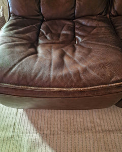 Mid Century Leather Modular Lounge Sofa Chair (Pair)