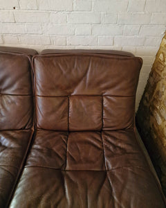 Mid Century Leather Modular Lounge Sofa Chair (Pair)