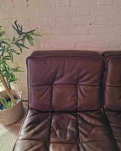 Mid Century Leather Modular Lounge Sofa Chair (Pair)