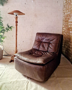 Mid Century Leather Modular Lounge Sofa Chair (Pair)