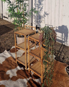 Bamboo Bedside Side Tables (Pair)