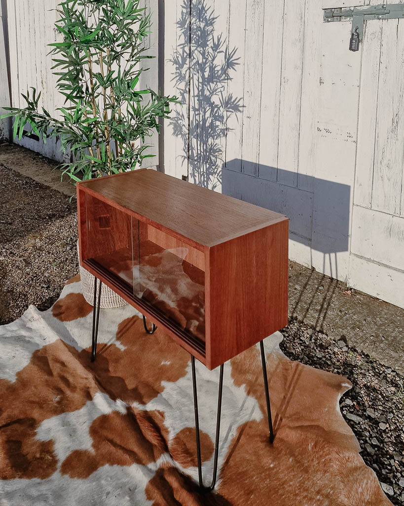 Mid Century Small Cocktail Cabinet / Sideboard (Glass Door)