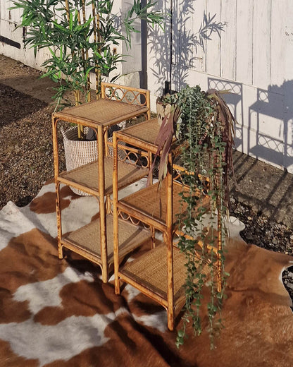 Bamboo Bedside Side Tables (Pair)
