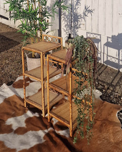 Bamboo Bedside Side Tables (Pair)