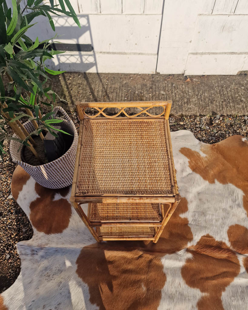 Bamboo Bedside Side Tables (Pair)
