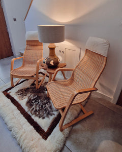 Ikea Oland Fatolj bentwood wicker cantilever lounge chair