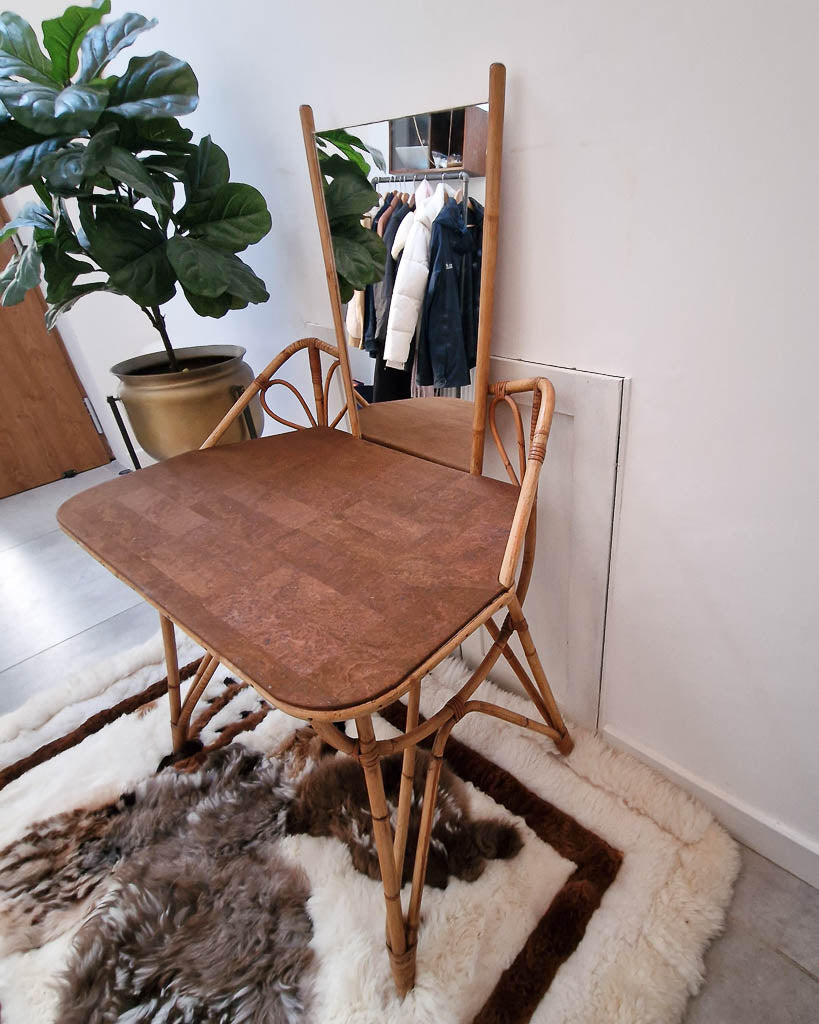 Mid Century French Bamboo Dressing Table