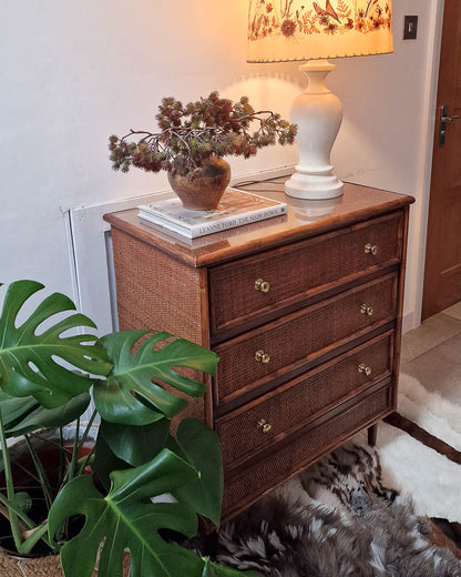 Mid Century Bamboo & Rattan Chest of Drawers