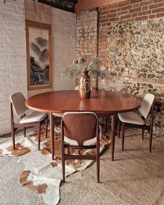 Mid Century Teak G Plan Dining Table & Six Elliotts of Newbury Dining Chairs