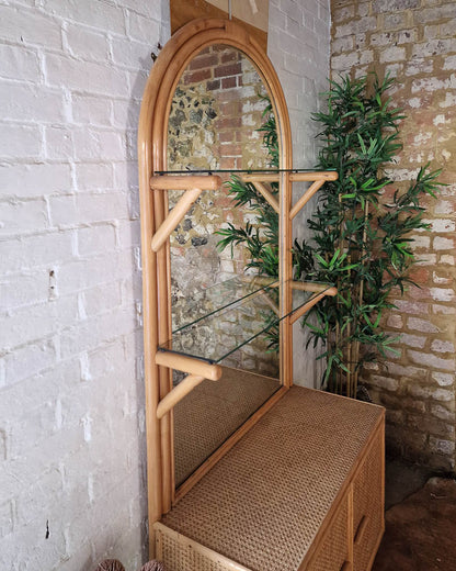 Medium Mid Century Vintage Bamboo Bookcase / Display Cabinet