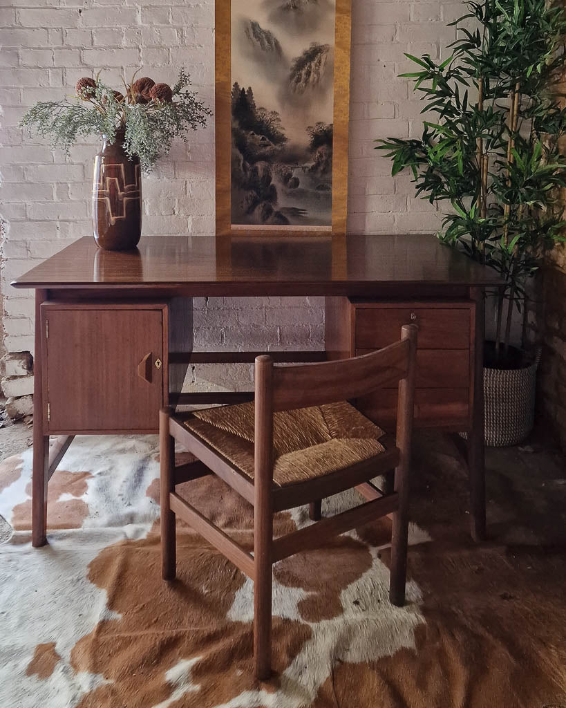 Mid Century Large Teak Executive Desk