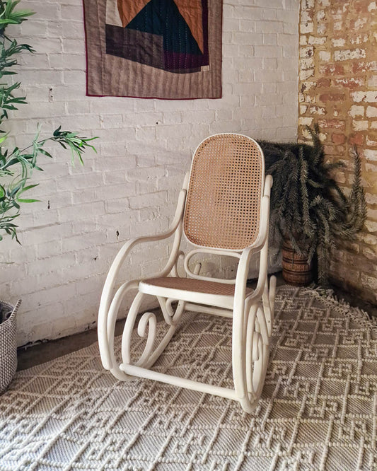 Mid Century Thonet Rocking Chair (White)
