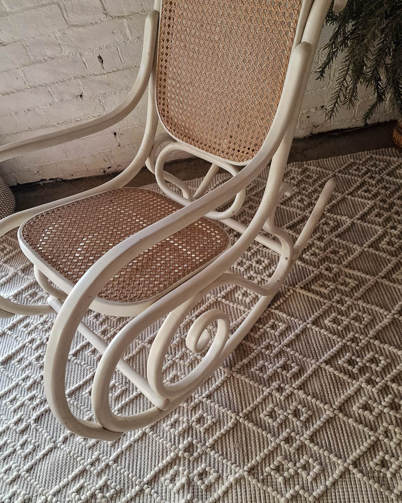 Mid Century Thonet Rocking Chair (White)